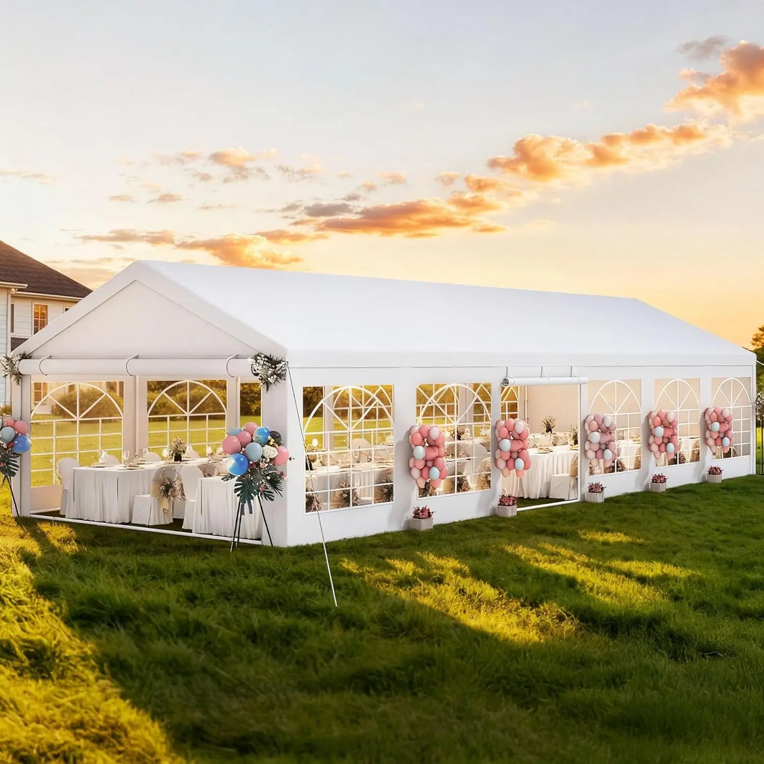 20'x40' Heavy Duty PVC Cover Outdoor Gazebo Event Shelter Carport Tent with Removable Sidewalls for Wedding Party Activities