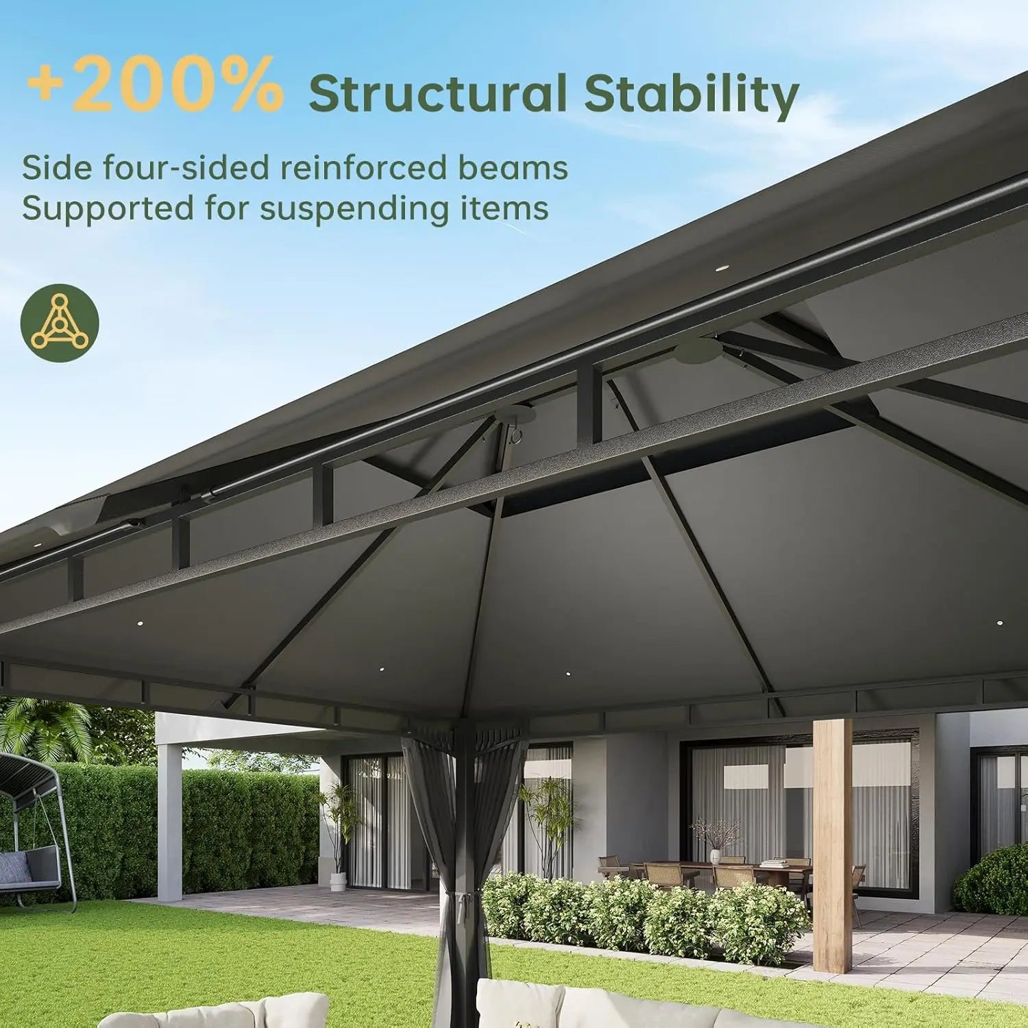 Customized Heavy-Duty Outdoor Gazebo with Double Roof, Mosquito Netting & Zipper Screens, Perfect for Party & Patio Use
