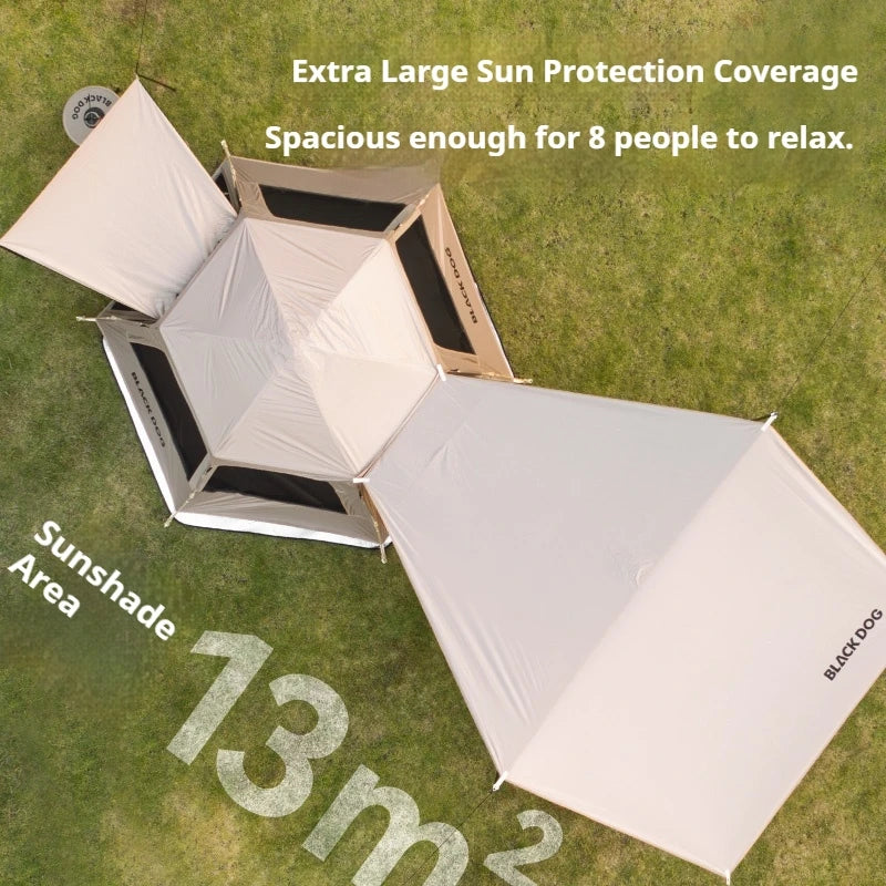 Naturehike BLACKDOG Qiyun 3-Speed Hexagonal Tent Sunscreen Stable Cooling Sensation Strong Wind Resistant Fiber Support With 360