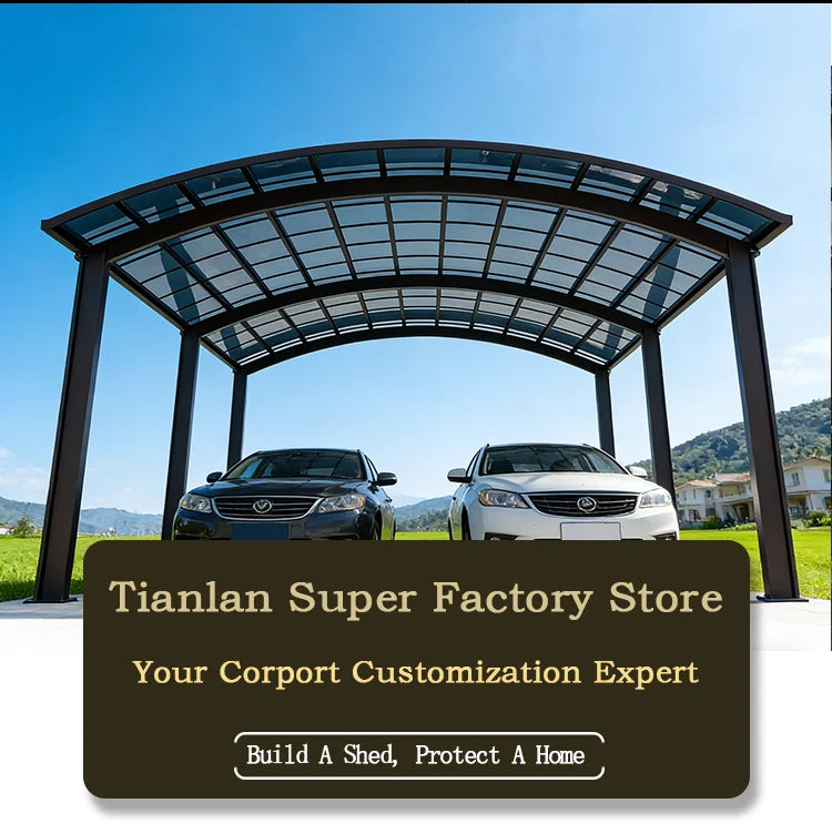 Premium Aluminum Outdoor Structures & Shade, Freestanding Carport Garage with Thick Roof Panels, Reliable Car Parking Shelter