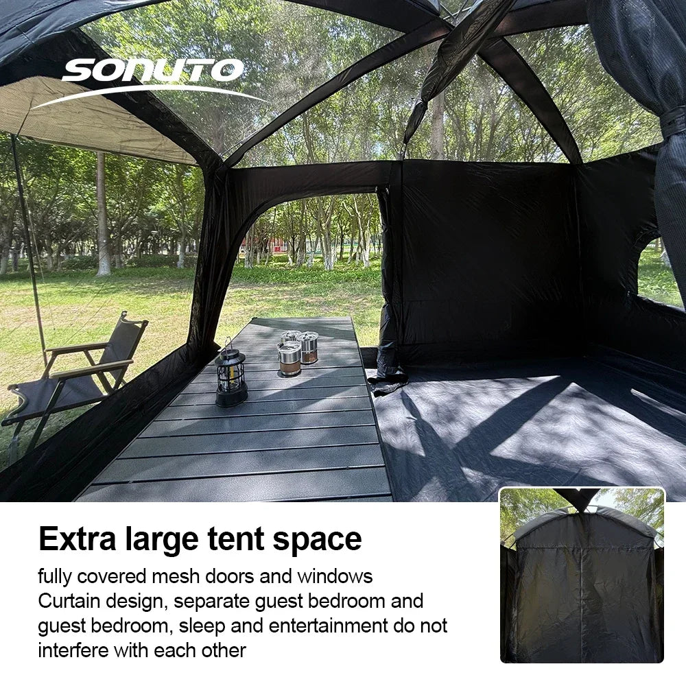 Large 8-12 P Family Camping Tent Waterproof Double Layer 2 Room Spacious Cabin Tent with Rainfly Outdoor Portable Beach Fishing