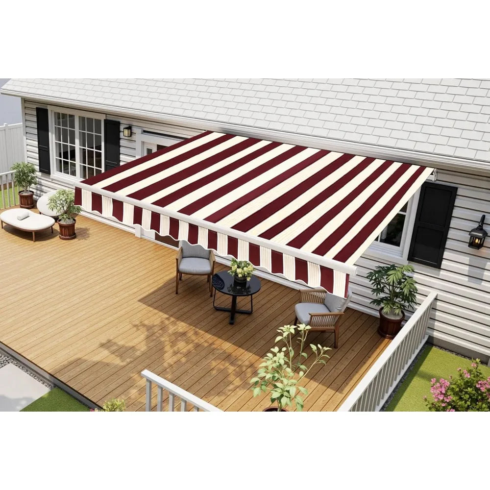 9.9x7.8 Feet Manual Retractable Patio Door Window Awning Sunshade Shelter Outdoor Canopy, Customized