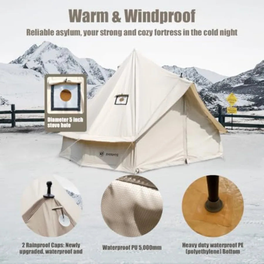 Canvas Bell Tent Yurt Tent 4 Seasons for Camping 100% Cotton Glamping Tents with Stove Jack Family Camping Outdoor Hunting Part
