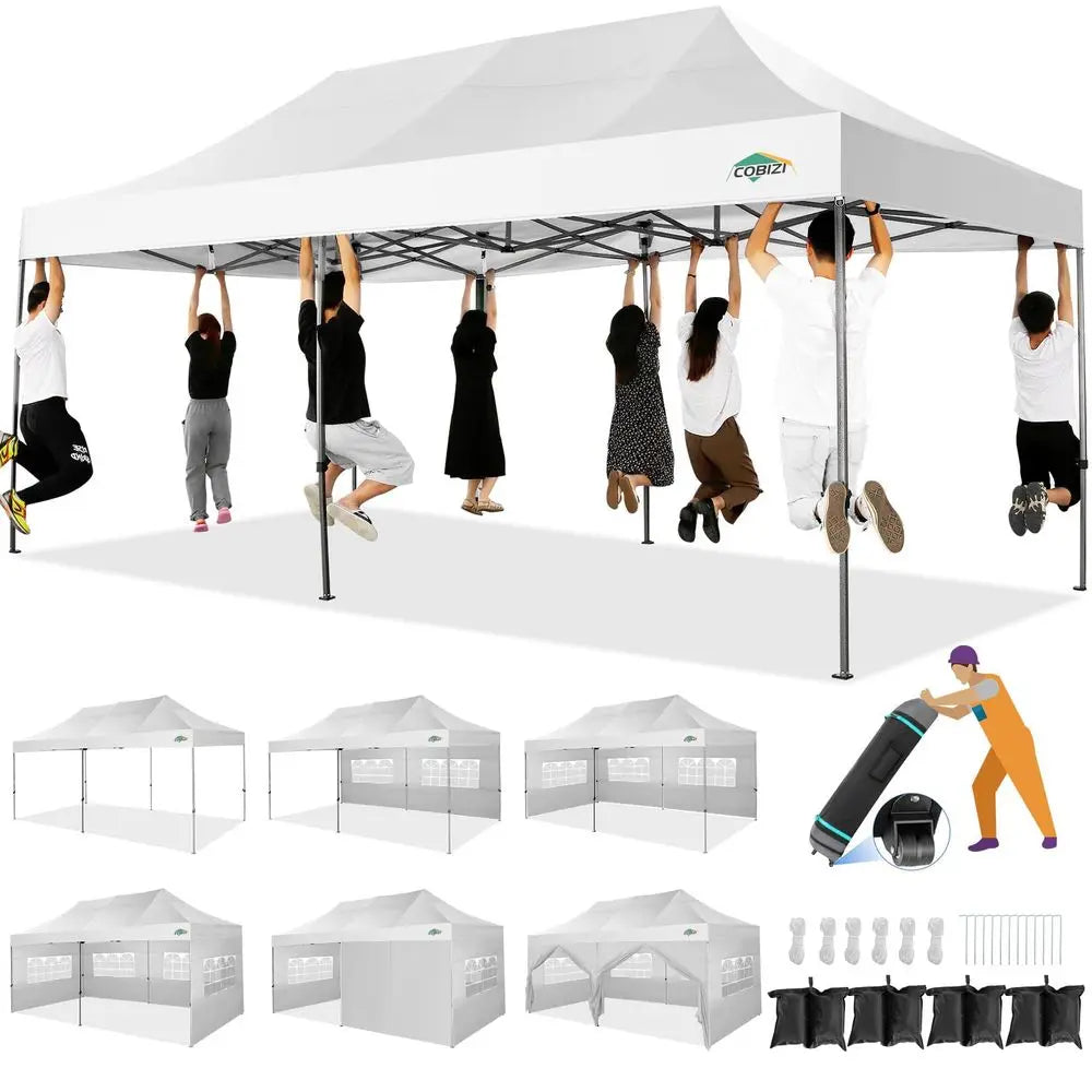 10x20 Heavy Duty Pop up Canopy Tent with 6 sidewalls Easy  Commercial Outdoor Wedding Party Tents for Parties All Season Wind