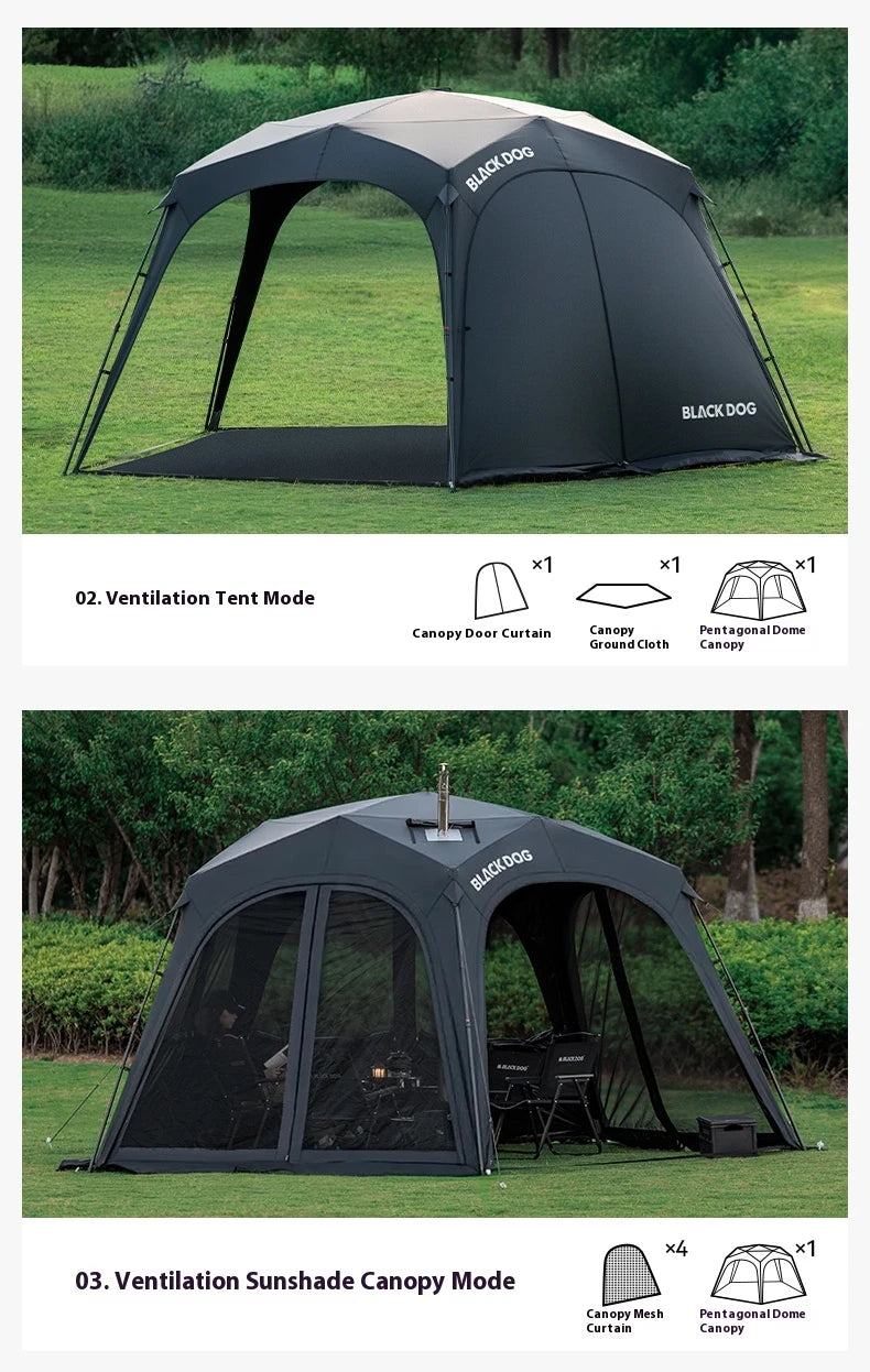 Naturehike BLACKDOG Camping Dome Tent Sunshade 150D Oxford Cloth Combination Buckle or Zipper Outdoor Travel Tent With Chimney