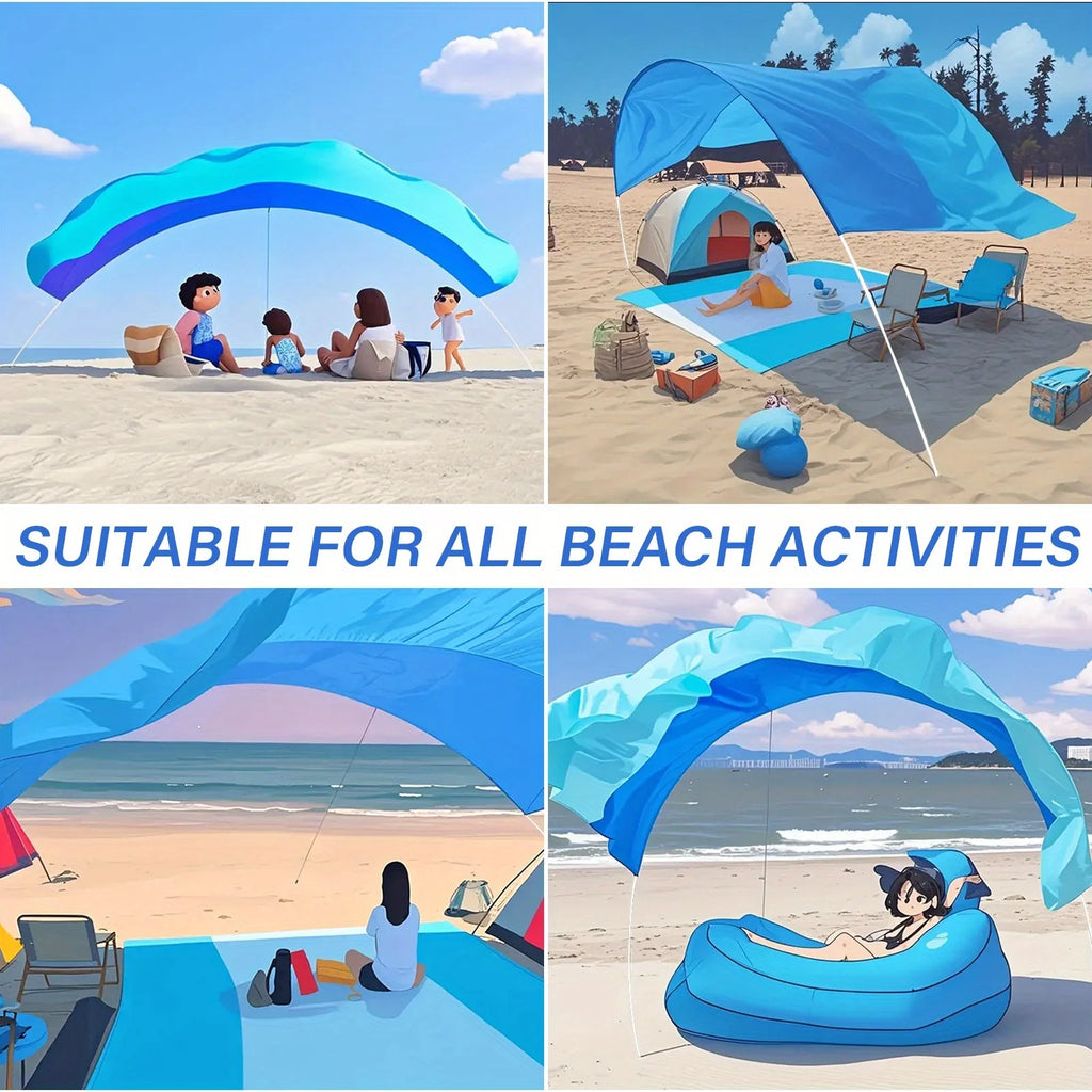 Portable Beach Canopy, Lightweight Sun Shade Shelter, UPF50+ UV Protection Beach Tent for Family, Camping,