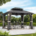 Hardtop & Permanent, Gazebo, 4 LED Lights & Galvanized Steel Frame, Modern Outdoor, 10'x12', Custom