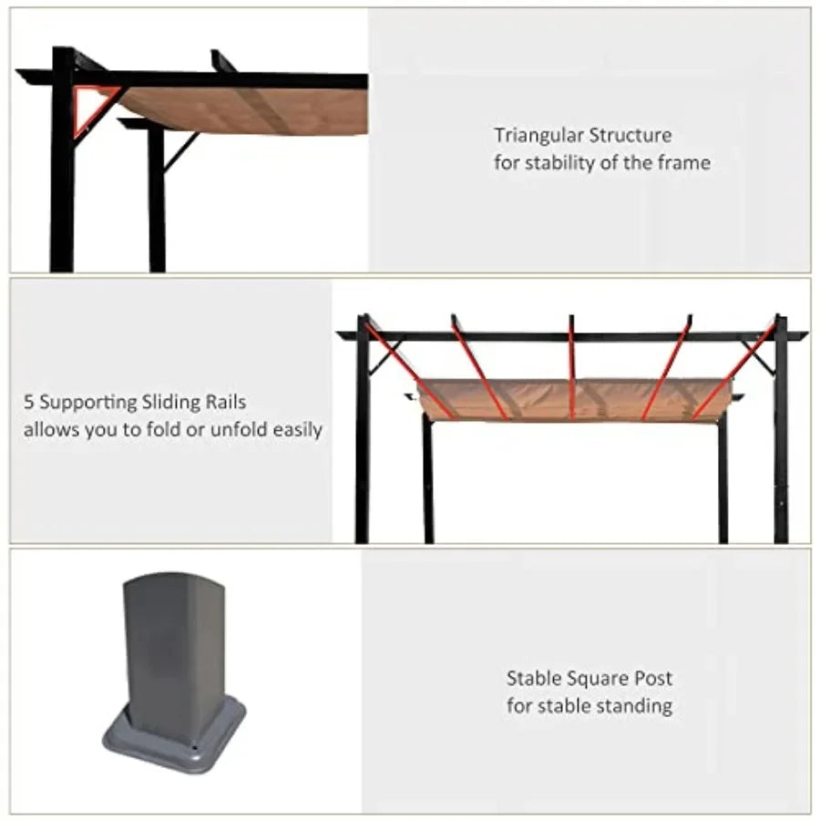 Patio Pergola with Retractable Pergola  Backyard Shade Shelter for Porch Outdoor Party Garden Grill Gazebo