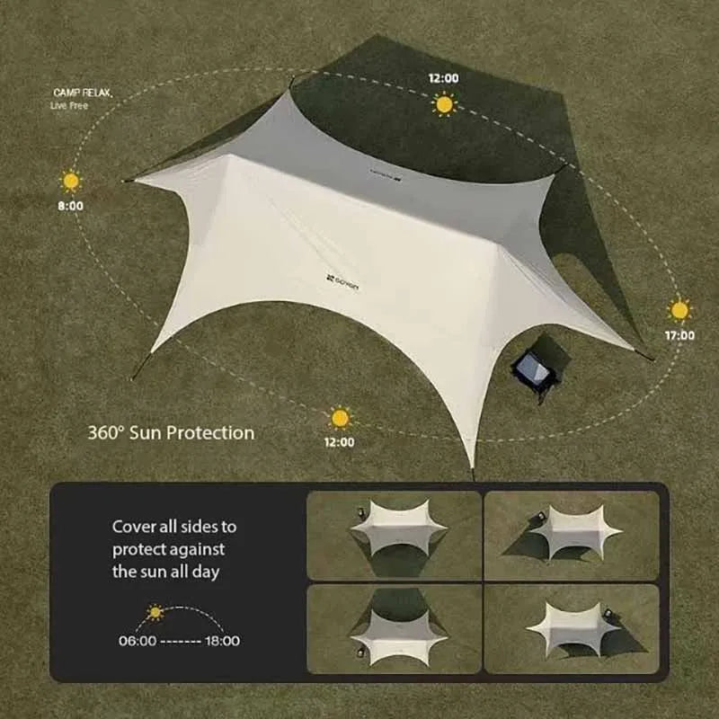 Outdoor Portable Hexagonal Sunshade Canopy Camping Rainproof Quick Setup Sun Shelter Professional Ventilated Outdoor Products