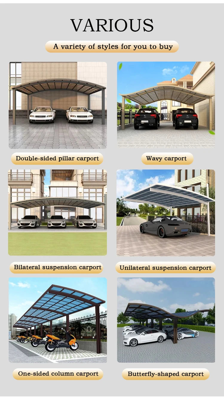 Modern Aluminium Carport, Tough Polycarbonate Canopy, Multi-scene Single Carport,Snow & Hail Resistant Shelter for Private Homes