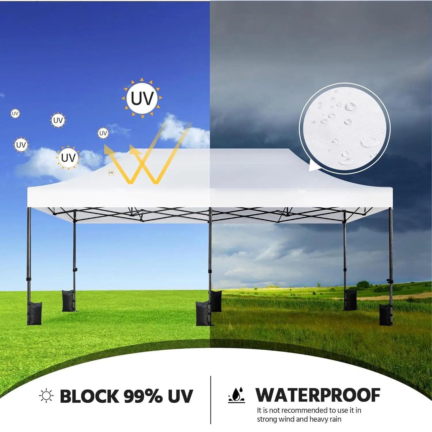 Heavy Duty Pop Up Canopy Tent, 10x20 Commercial Instant Shelter Tent for Wedding, Parties, Adjustable Outdoor Canopy, Custom