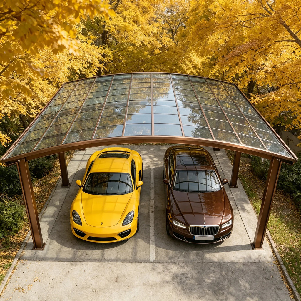 Premium Aluminum Outdoor Structures & Shade, Freestanding Carport Garage with Thick Roof Panels, Reliable Car Parking Shelter