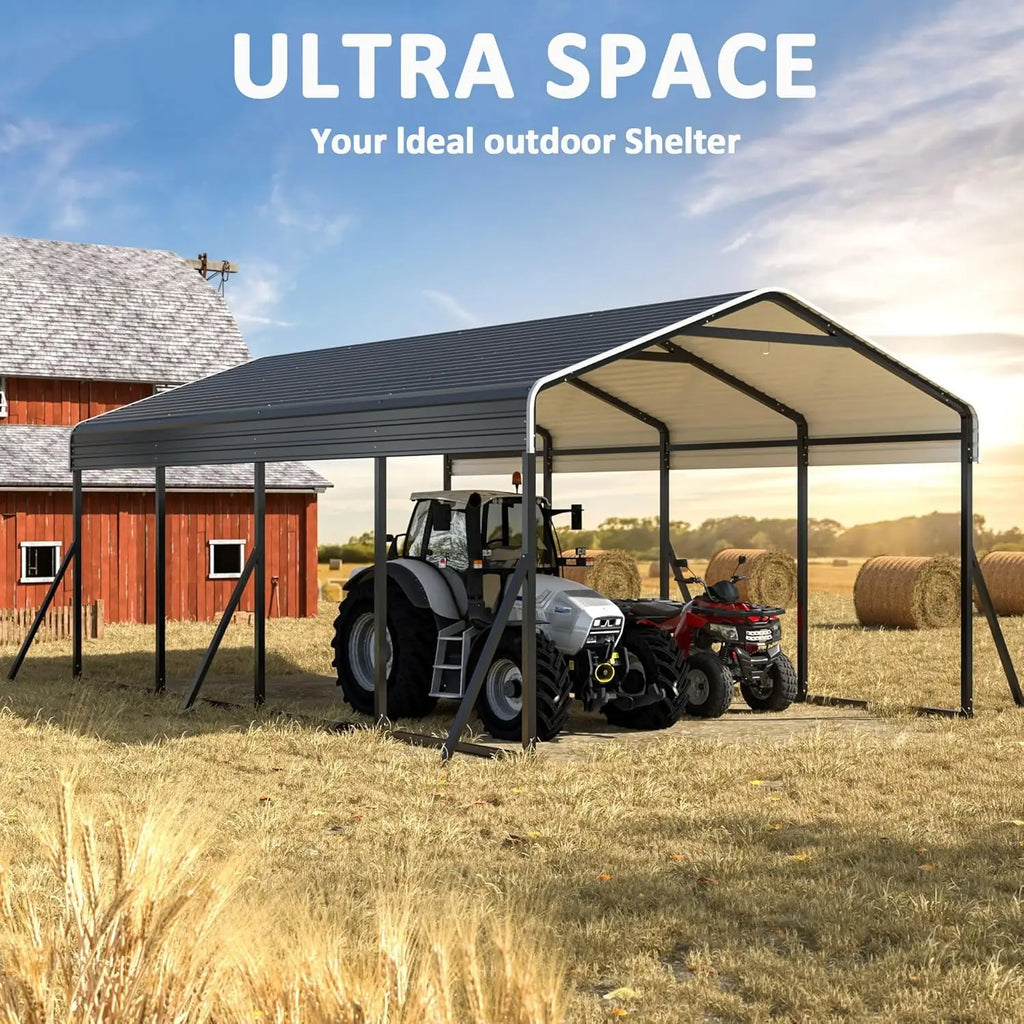 12x20 FT Heavy Duty Metal Carport Galvanized All-Weather Car Shelter Outdoor Garage for Car Boat Tractor Custom