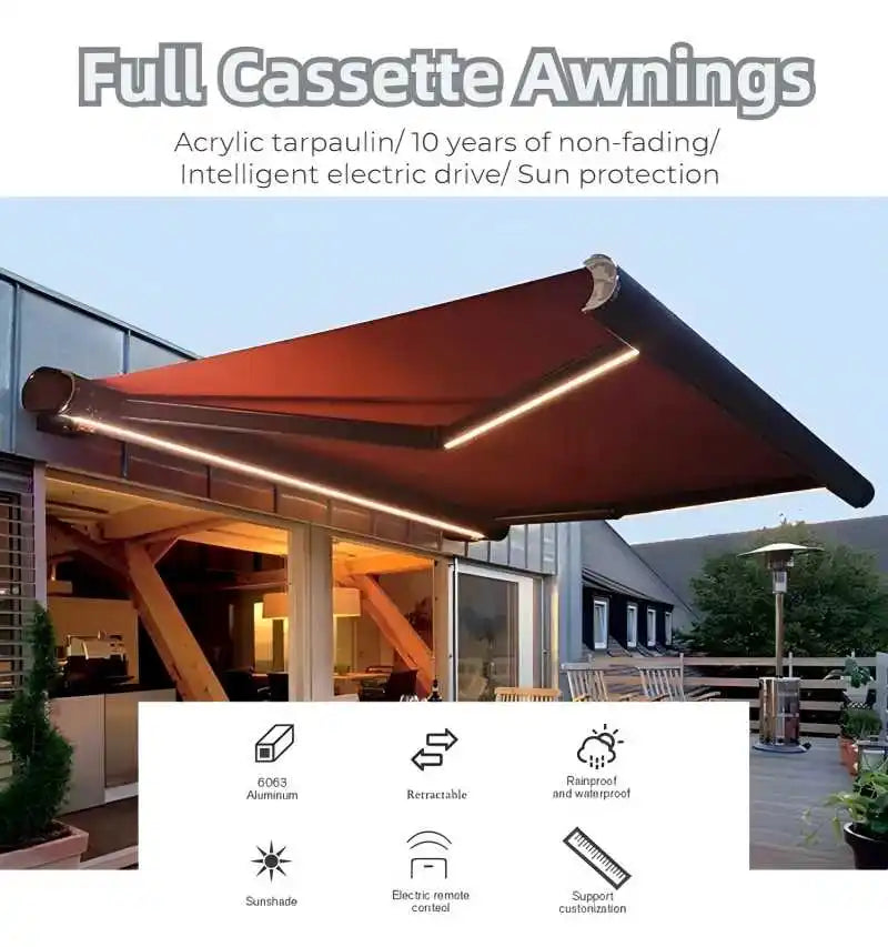 High Quality Electric Sunshade Wind Sensor Intelligent Control Easy Installation Outdoor Patio Sun Shelter UV Resistant Canopy