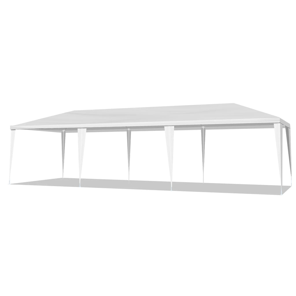 Tente de réception extérieure 10'x30', auvent imperméable avec 5 parois latérales amovibles et fenêtres de style église, grand gazebo pour mariage, anniversaire, barbecue en plein air, blanc