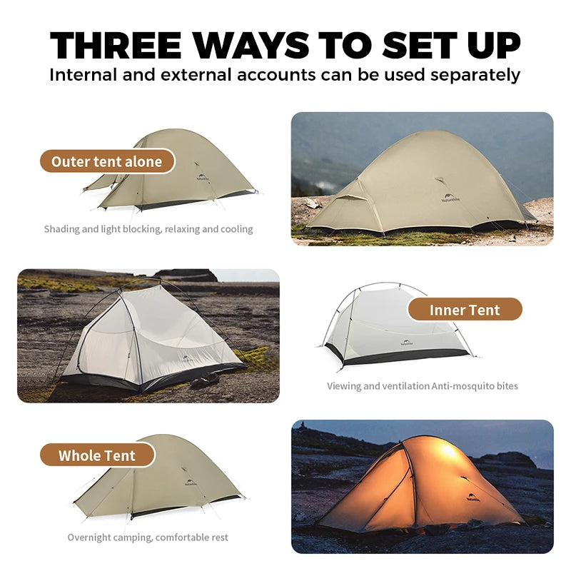 Naturehike Cloud Up Pro Tent 1 2 Person 20D Ultralight Portable Waterproof Camping Tent Outdoor Hiking Travel Backpacking Tent
