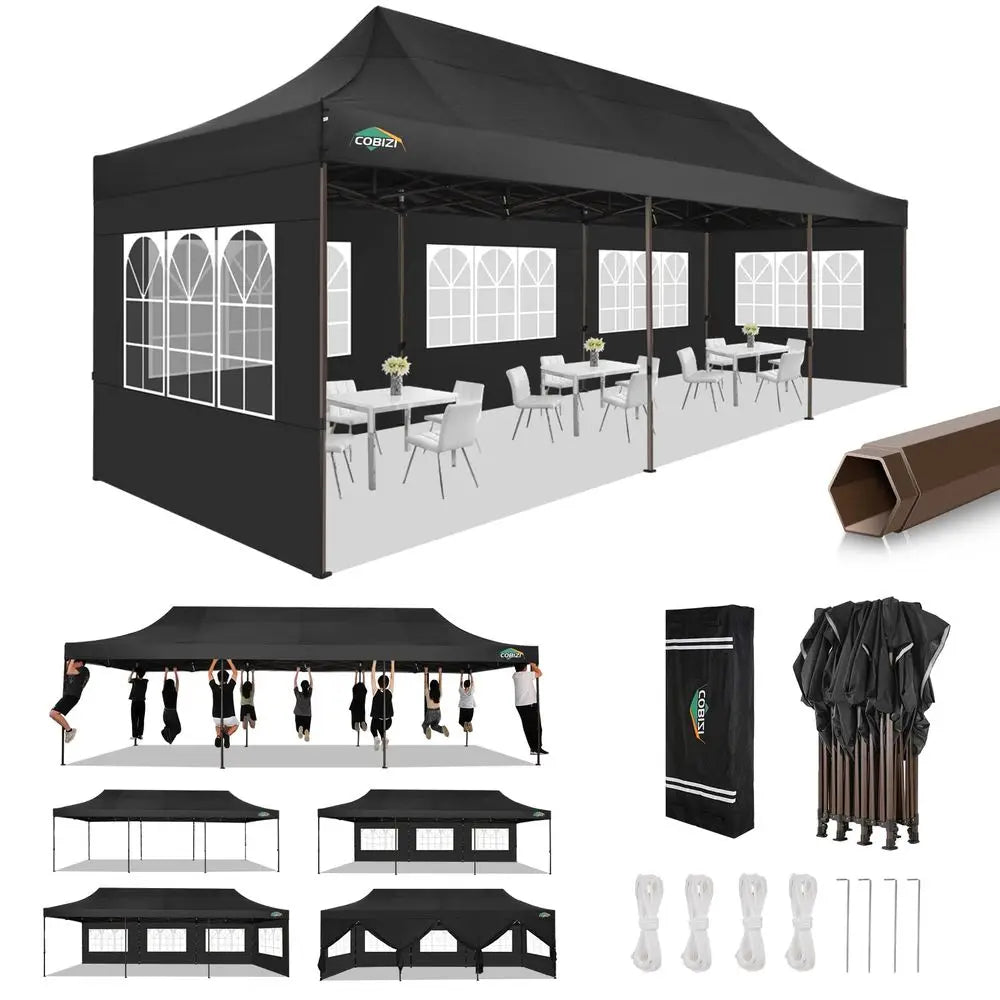 10x30 Pop  Canopy Heavy Duty with 8 Removable Sidewalls, Commercial Portable Tents for Parties Ez  Canopy AllWeather Windpr