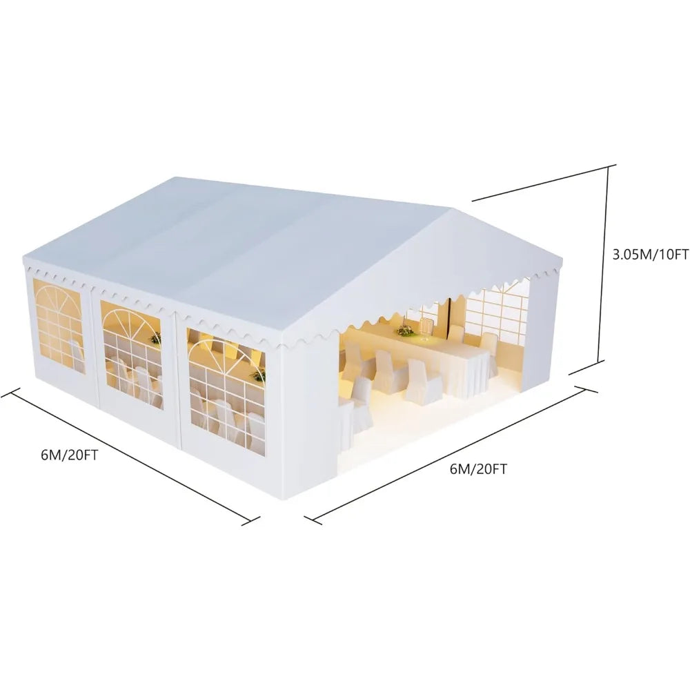 Party Tent 20x20 ft Heavy Duty Canopy Shelter for Wedding Event Fair with Fire Retardant Roof with Sidewalls
