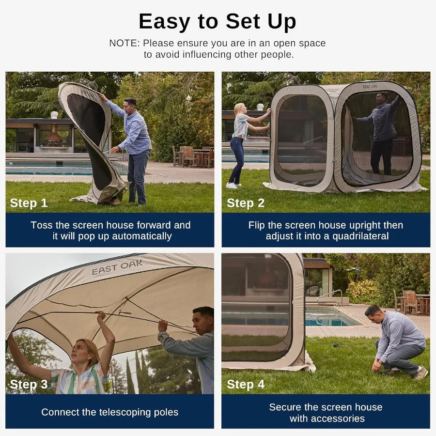 Screen House Tent Pop-Up Portable Screen Room Canopy Instant Screen Tent 4 x 4 FT with Carry Bag for Patio Backyard Deck Outdoo