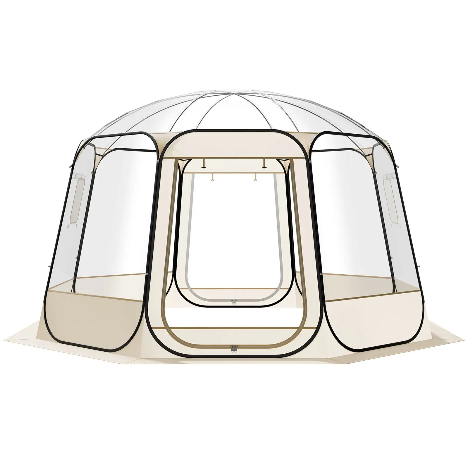 Pop-up bubble tent, 366 x 345 x 220 cm, transparent camping tent, garden dome igloo tent with windows, sports tent, 540° panoramic view, for 10-12 people, terrace, backyard