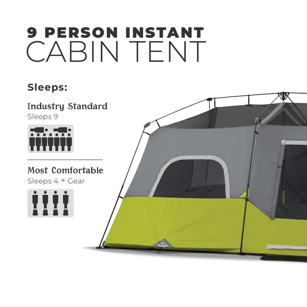 9 Person Instant Cabin Tent 14 x 9, Green 40008