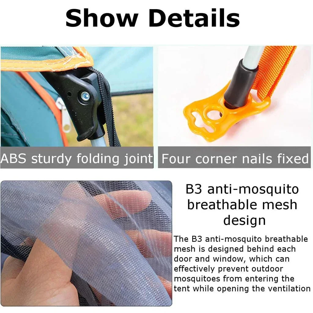 Goture 6-7Person Waterproof Automatic Tent 240*240*150cm Double Layer Camping Tent Outdoor Dome Camping Family Tent Couple Tents