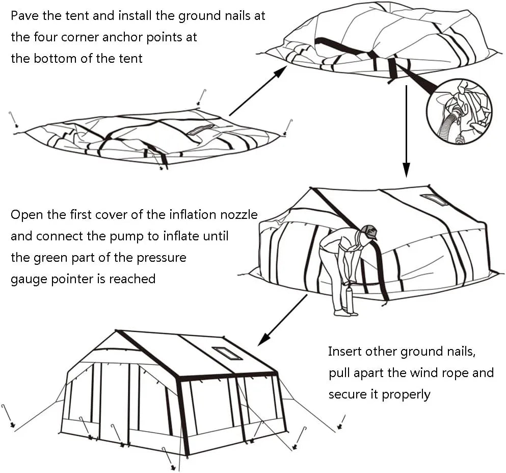 2026 17.28 Black Outdoor Camping Inflatable Tent Suitable For Outdoor Gatherings Of 8 To 12 People