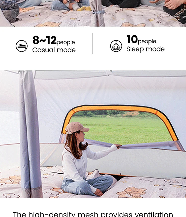 Outdoor Camping Family Tent 3-12 Person Double Layers Oversize 2 Rooms Thickened Rainproof Outdoor Family Camp Tour Equipment