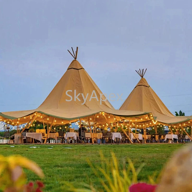 Tente de réception pyramidale haut de gamme - Bâche pour 100 personnes - Tentes tipi pour salons professionnels, mariages et événements commerciaux