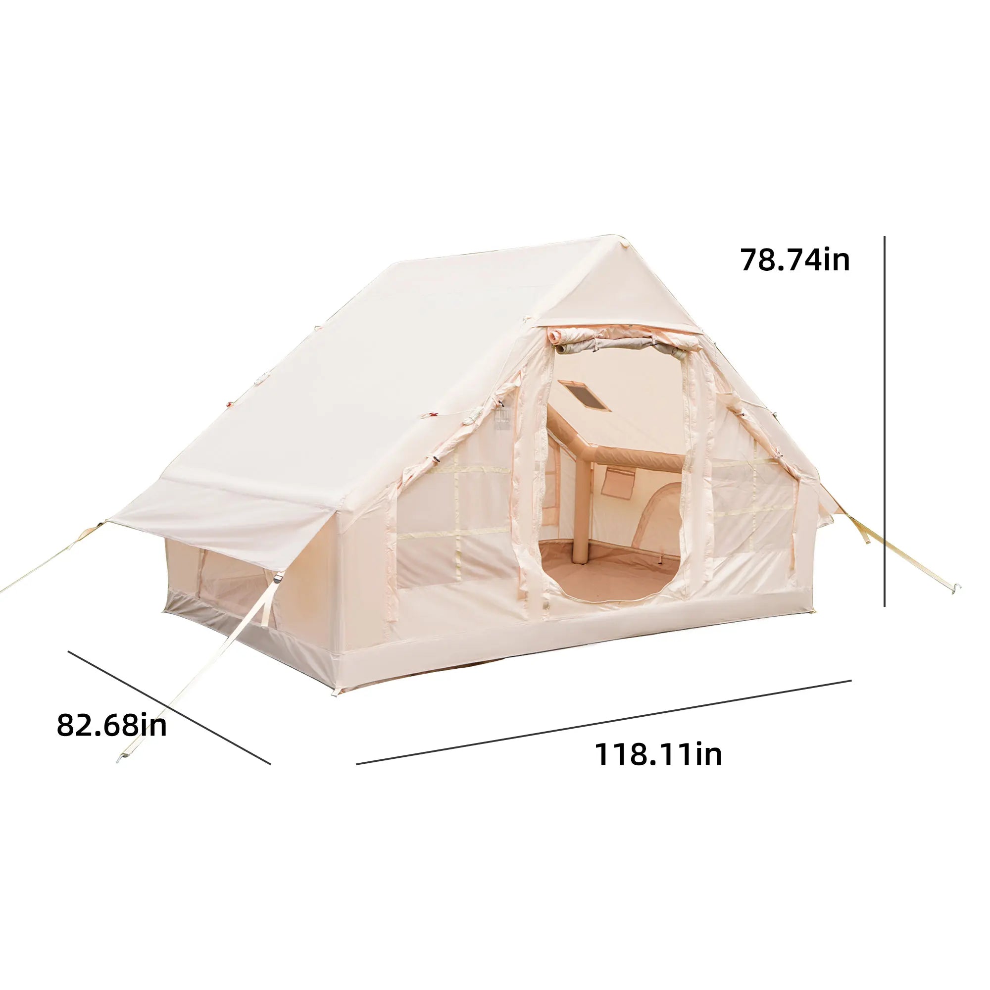 Inflatable Camping Tent with Chimney Window Easy Setup 4-Season Waterproof & Windproof Air Tent for Glamping Includes Hand Pump