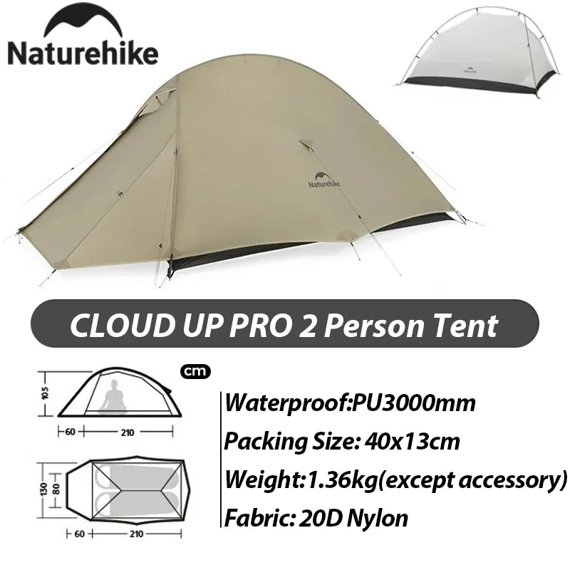 Naturehike Cloud Up Pro Tent 1 2 Person 20D Ultralight Portable Waterproof Camping Tent Outdoor Hiking Travel Backpacking Tent
