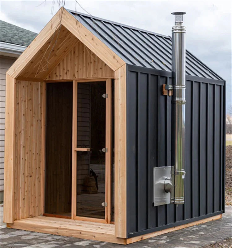 Sauna électrique extérieur pour 1 à 8 personnes, design Hemlock Spire, fitness, amincissement, avec poêle à bois, spa à domicile, détox, relaxation