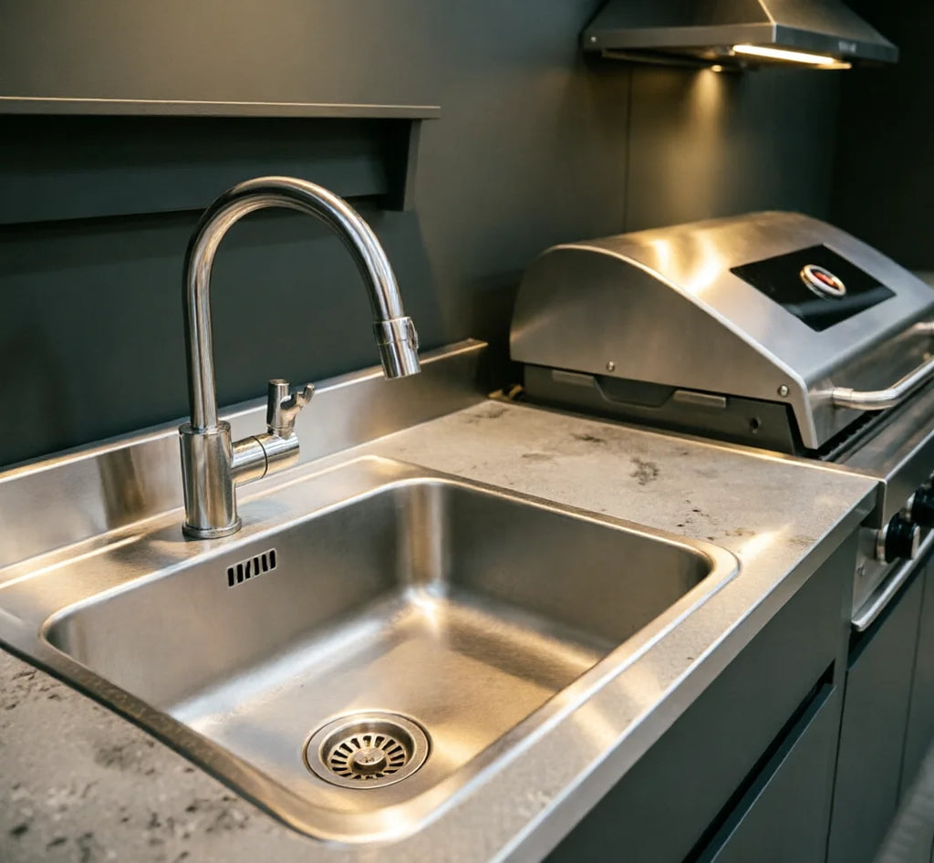 All-in-One Complete Custom Outdoor Kitchen, Premium Fully Equipped, Anti Wind Rain Snow for Residential Outdoor Use