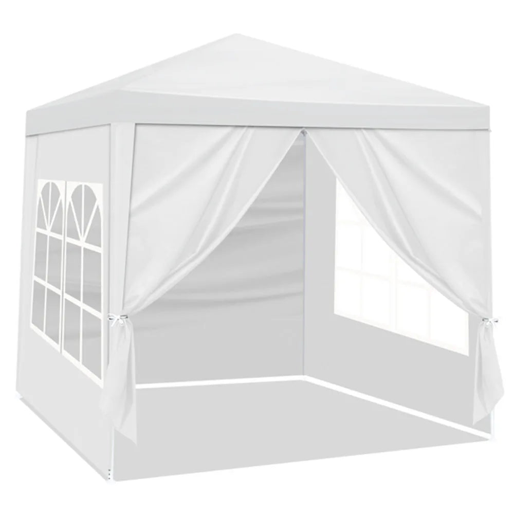 Gazebo de jardin extérieur de 6,5x6,5 pieds, tente de fête de mariage, chapiteau avec 4 parois latérales amovibles