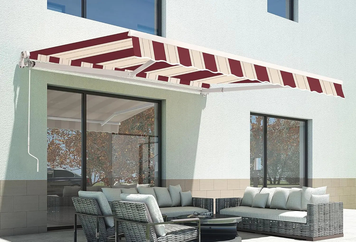 9.9x7.8 Feet Manual Retractable Patio Door Window Awning Sunshade Shelter Outdoor Canopy, Customized