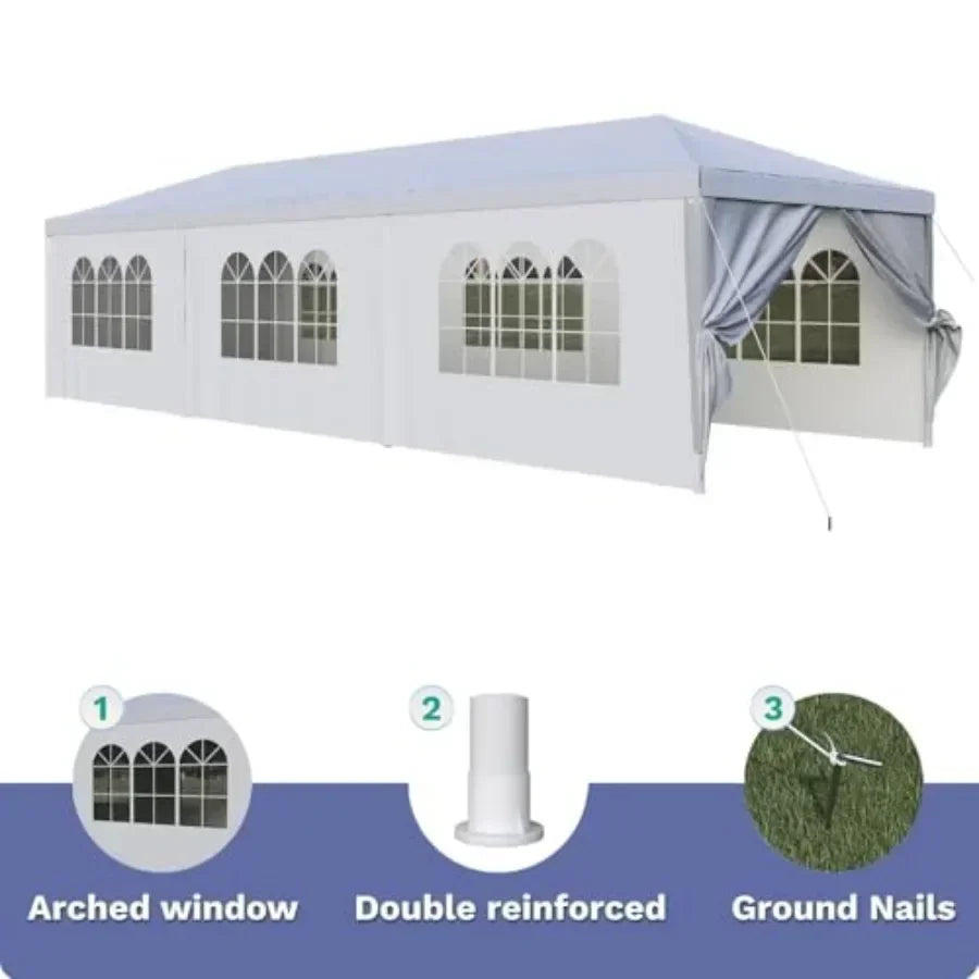 10'x30' Outdoor Heavy Duty  Tent Waterproof Wedding Party Tent with UV Protection Sidewalls Wind Resistant Portable Gazebo Shel
