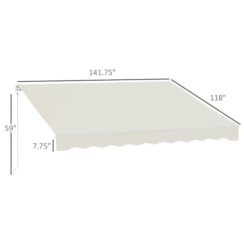 12' x 10' Electric Awning, Retractable Awning, UV Protection Sun Shade Shelter with Remote Controller and Manual Crank Handle for Deck, Balcony, Yard, Cream White