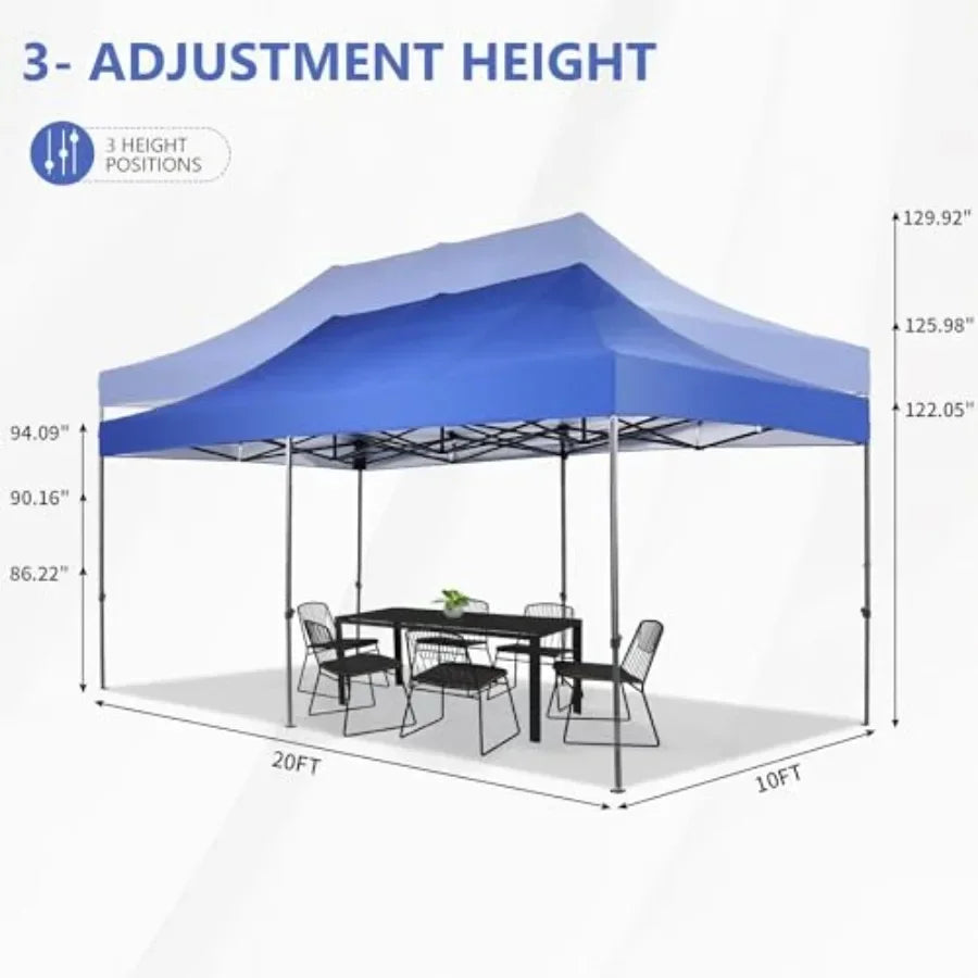 10x20 Feet Pop up  Tent Folding Heavy Duty Height Adjustable Shelter Gazebos with Wheeled Bag