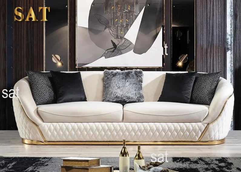 Modern Luxury Loveseat Sofa Set With Gold Stainless Steel Leg Leisure Lounge Sofa for Living Room Hotel Home Furniture