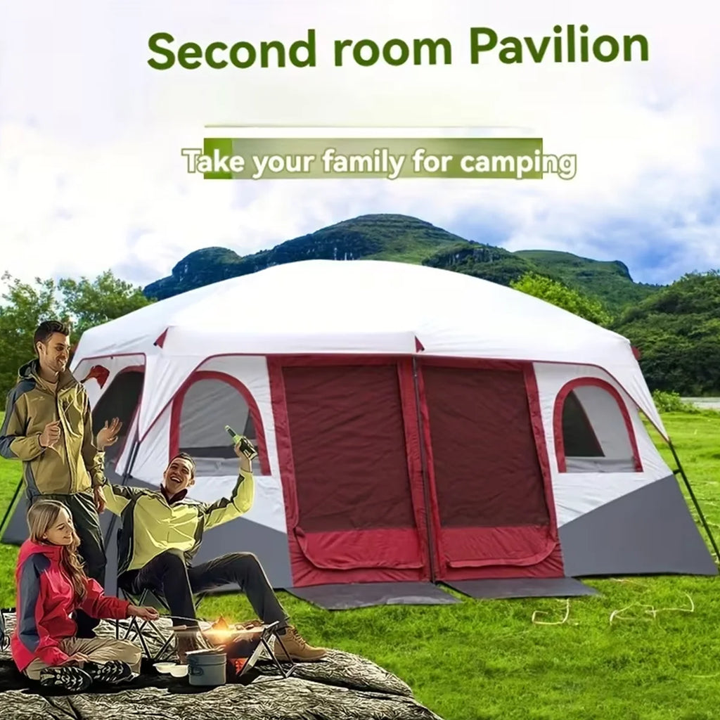 4/8/12-Person Extra-Large Camping Tent Spacious interior perfect for group trips. Waterproof, UV-resistant, and windproof. 360° mesh ventilation keeps out insects. Ideal for picnics, vacations, and lakeside relaxation. Suita