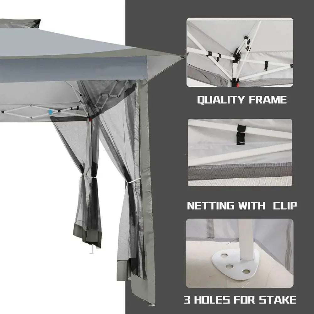 12x12 Outdoor Gazebos Clearance - Upgrade Waterproof Portable Gazebo with Mosquito Net, 4 Ropes, 8 Stakes, Carry Bag for Patio G