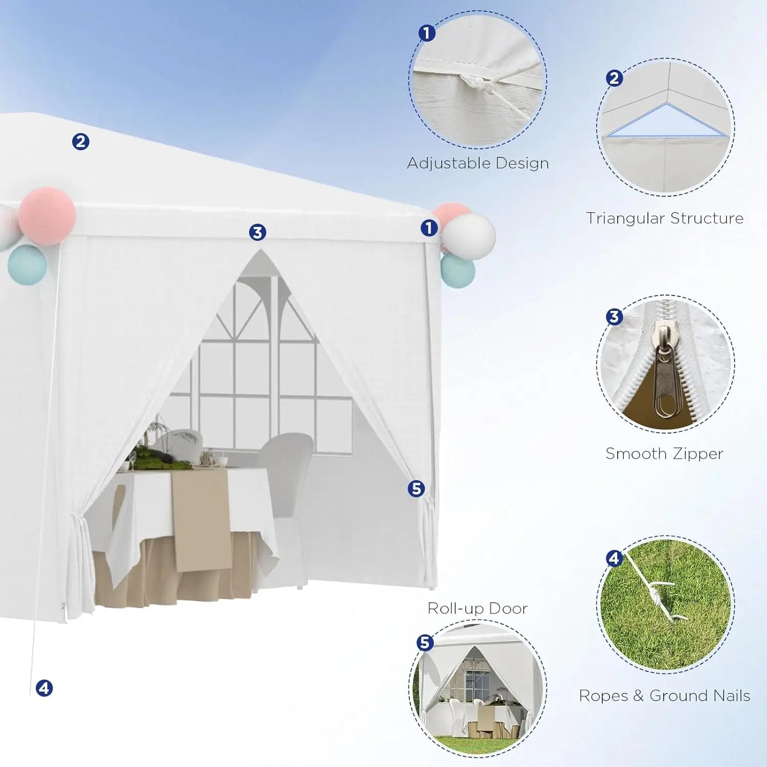 10x30 Ft Outdoor Party Canopy, Waterproof Heavy Duty Wedding Tent with 6 Sidewalls & 2 Zippered Doors, Event Tent for, Custom
