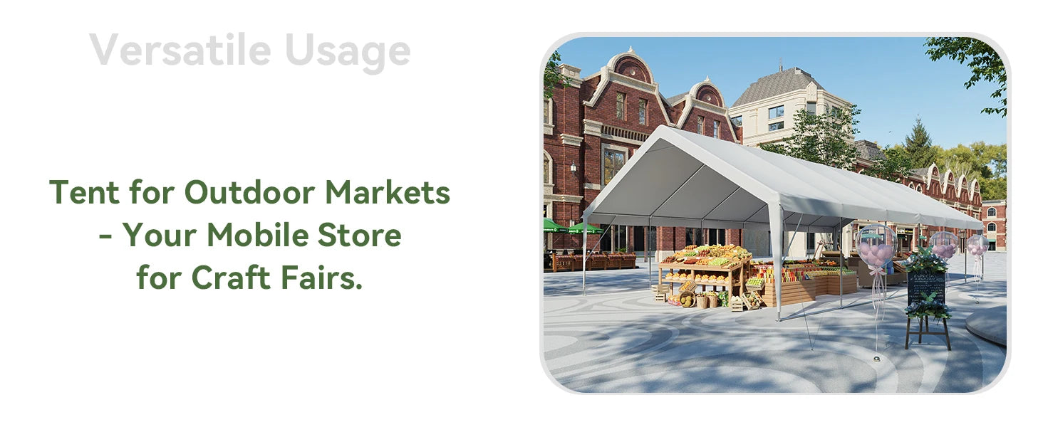 Aoxun 20x40 Party Tent,Waterproof Canopy with Removable Sidewalls & Roll-up Door,Steel Frame for Wedding BBQ Camping,White