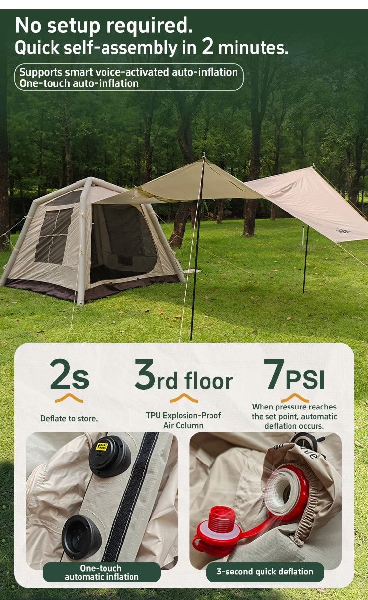 Outdoor Park Camping Glamping Tent Multi-person 4-5 People Tent Hiking Mountain Hiker Inflatable Tent Portable Rainproof Tent