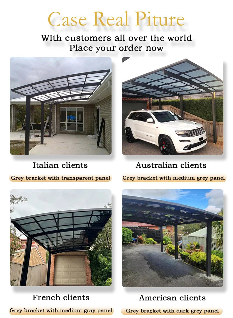 Modern Aluminium Carport, Tough Polycarbonate Canopy, Multi-scene Single Carport,Snow & Hail Resistant Shelter for Private Homes