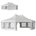 29 x 21 ft Party Tent, Outdoor Wedding Tent with Sidewalls, 2 Doors and 8 Windows for Party, White