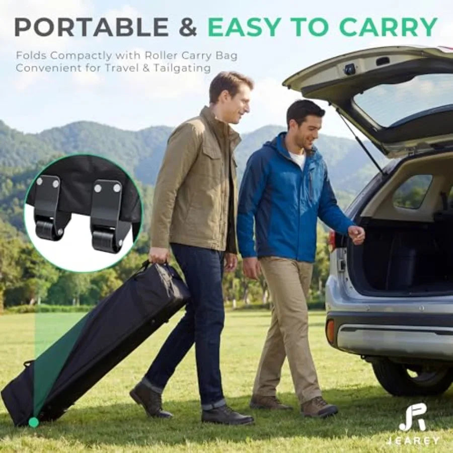 10x10 Pop Up Canopy Tent, Heavy Duty Outdoor Canopy with 1-Push Instant Setup, Commercial Tent with Roller Bag, 4 Sandbags and