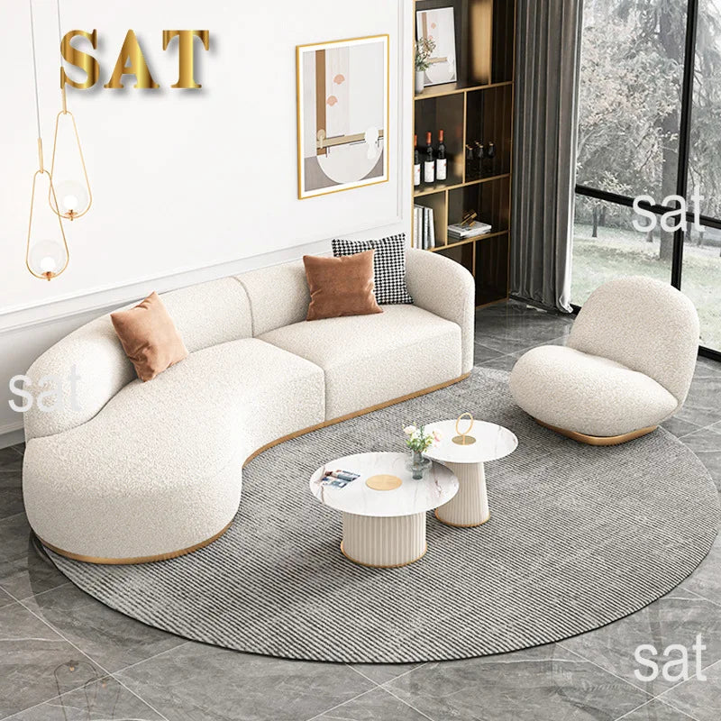&c Nordic Modern Simple Light Luxury Living Room Beauty Salon Leisure Reception Area Arc Sofa