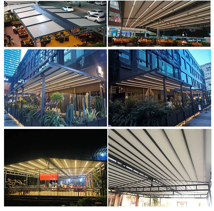 Retractable Roof Awning Aluminium Carport Gazebo Bioclimatic Electric Aluminum Outdoor Waterproof Roof Motorized Garden Pergola