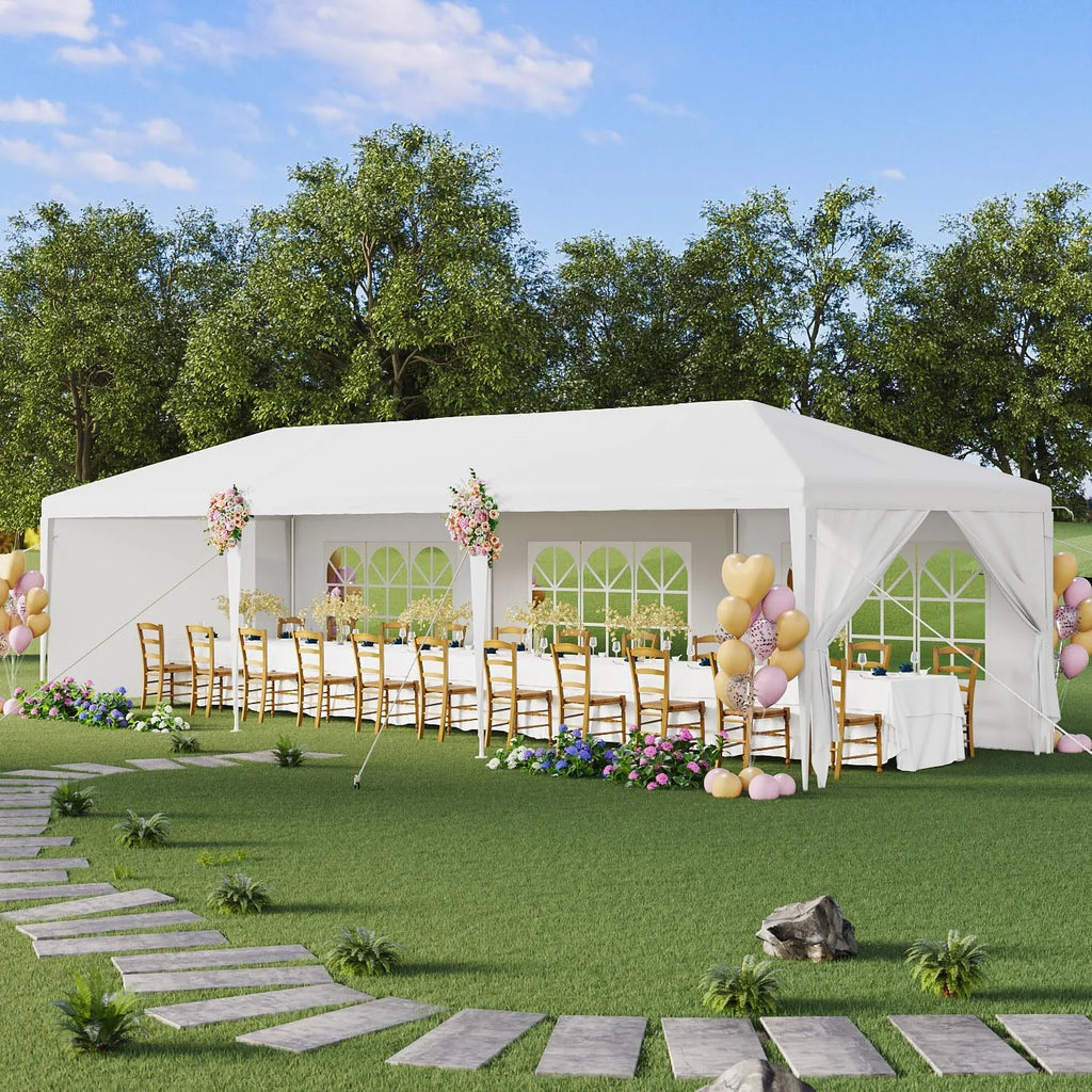 Tente de réception extérieure pour mariage avec parois latérales amovibles, abri de jardin robuste et imperméable pour fêtes, barbecues, événements, jardin, cour et patio
